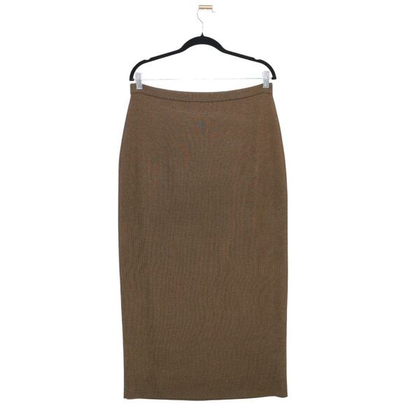 Vintage Adrianna Papell Olive Green Wool Maxi Skirt Size Large - Picture 3 of 4